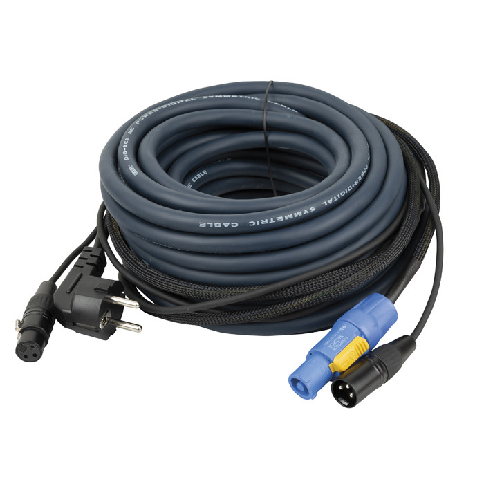Cable Power + Analog Audio - XLRM + PowerCON in to XLRF + Schuko 16A 10m